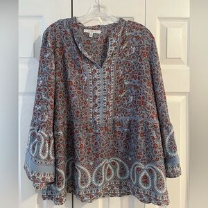 Fever Floral Blouse - Blue and Red